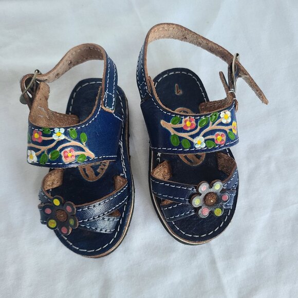 Mexican Leather Sandals for Babies or Girls, handmade, Very Beautiful, Huarache - Picture 1 of 4